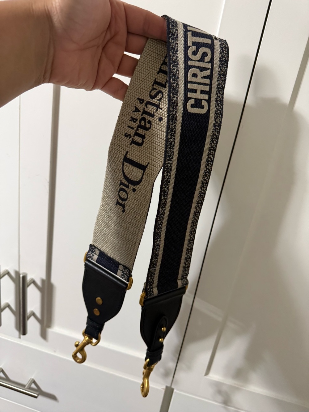 Dior Navy and Cream Jacquard Logo Detachable Shoulder Strap